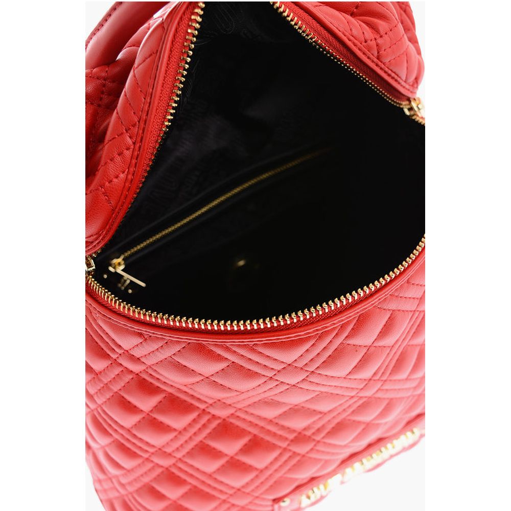 Moschino LOVE Gesteppter Kunstlederrucksack mit goldenem Logo