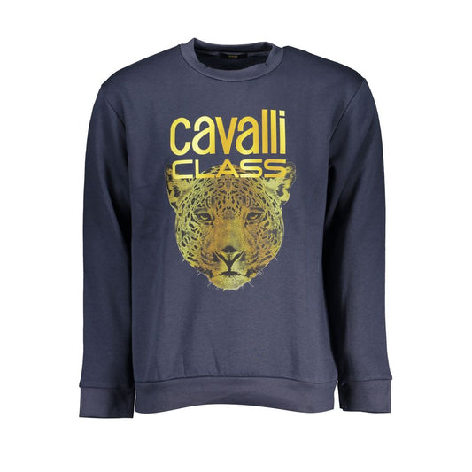 Cavalli Class Blauer Baumwollpullover für Männer