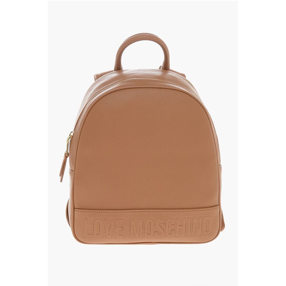 Moschino LOVE Rucksack aus strukturiertem Kunstleder mit geprägtem Logo