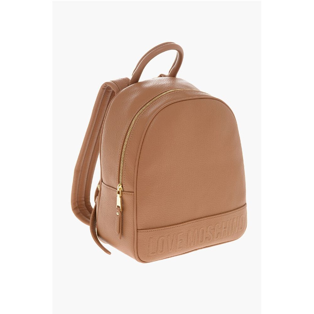 Moschino LOVE Rucksack aus strukturiertem Kunstleder mit geprägtem Logo