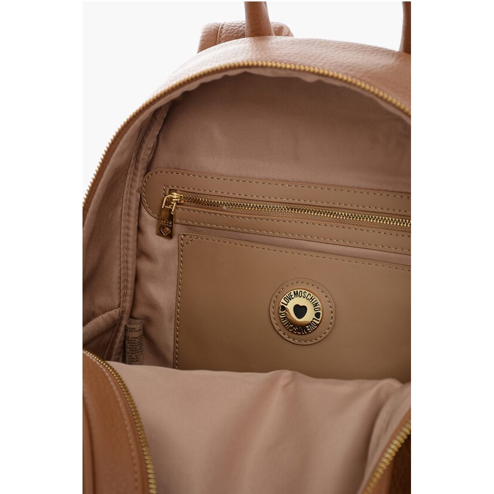 Moschino LOVE Rucksack aus strukturiertem Kunstleder mit geprägtem Logo