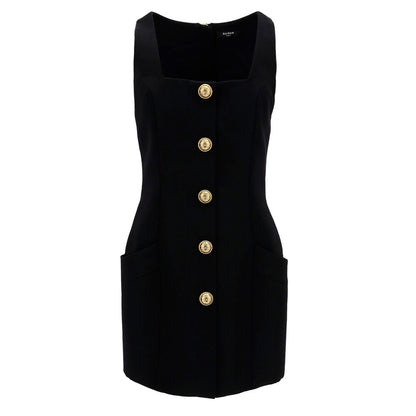 Balmain Schwarzes Kleid aus Wolle für Frauen