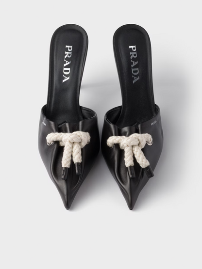Prada Schwarze Nappaleder-Sandalen mit Seilzug
