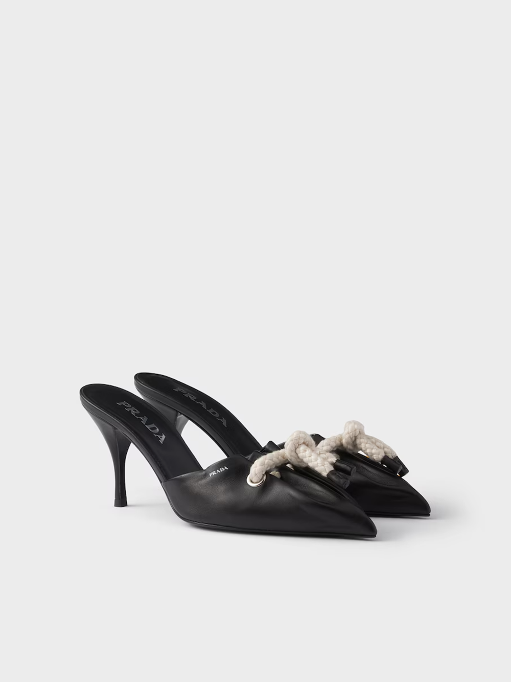 Prada Schwarze Nappaleder-Sandalen mit Seilzug