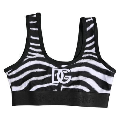 Dolce & Gabbana Schwarz Weiß Baumwolle Logo Sport-BH Unterwäsche
