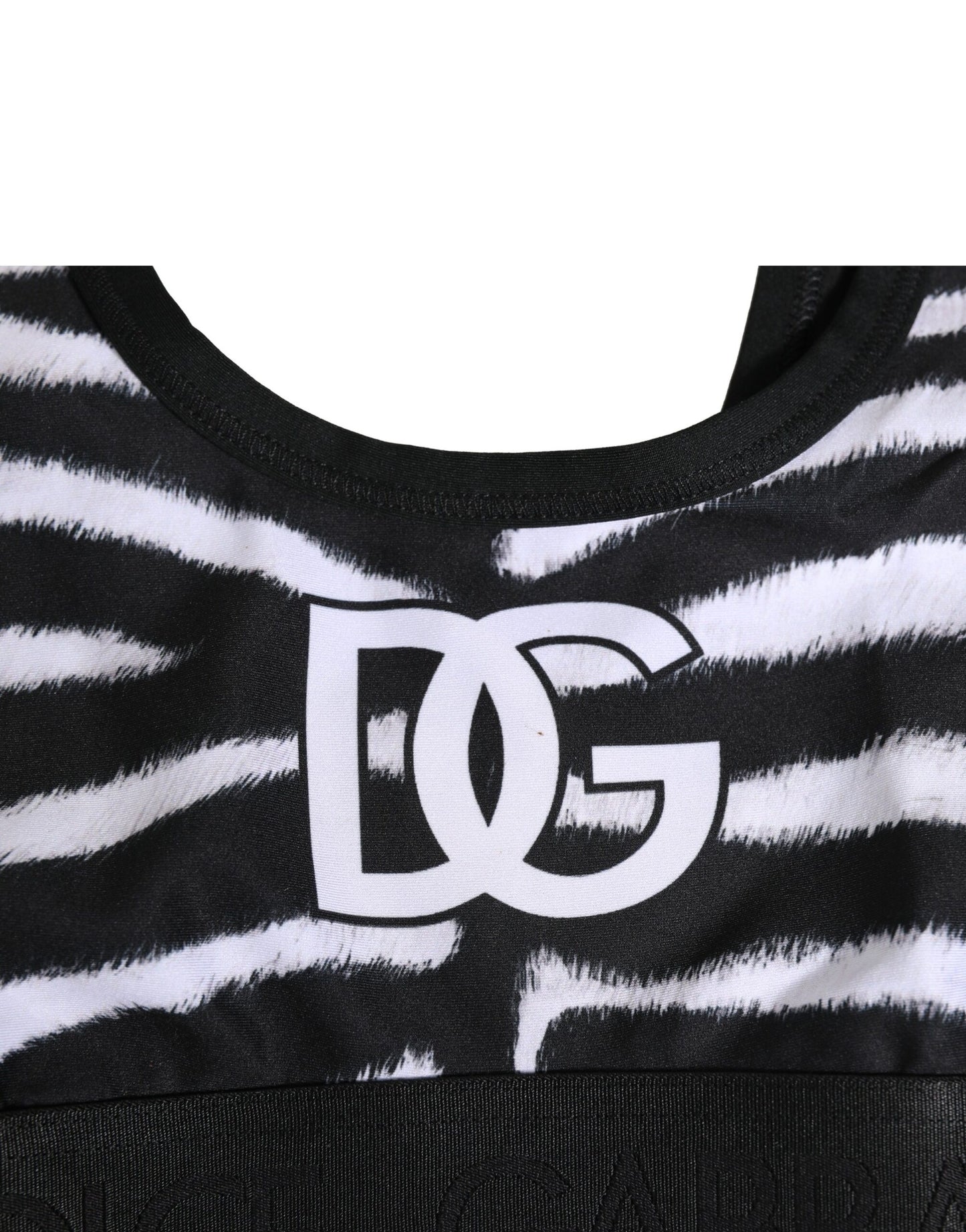 Dolce & Gabbana Schwarz Weiß Baumwolle Logo Sport-BH Unterwäsche