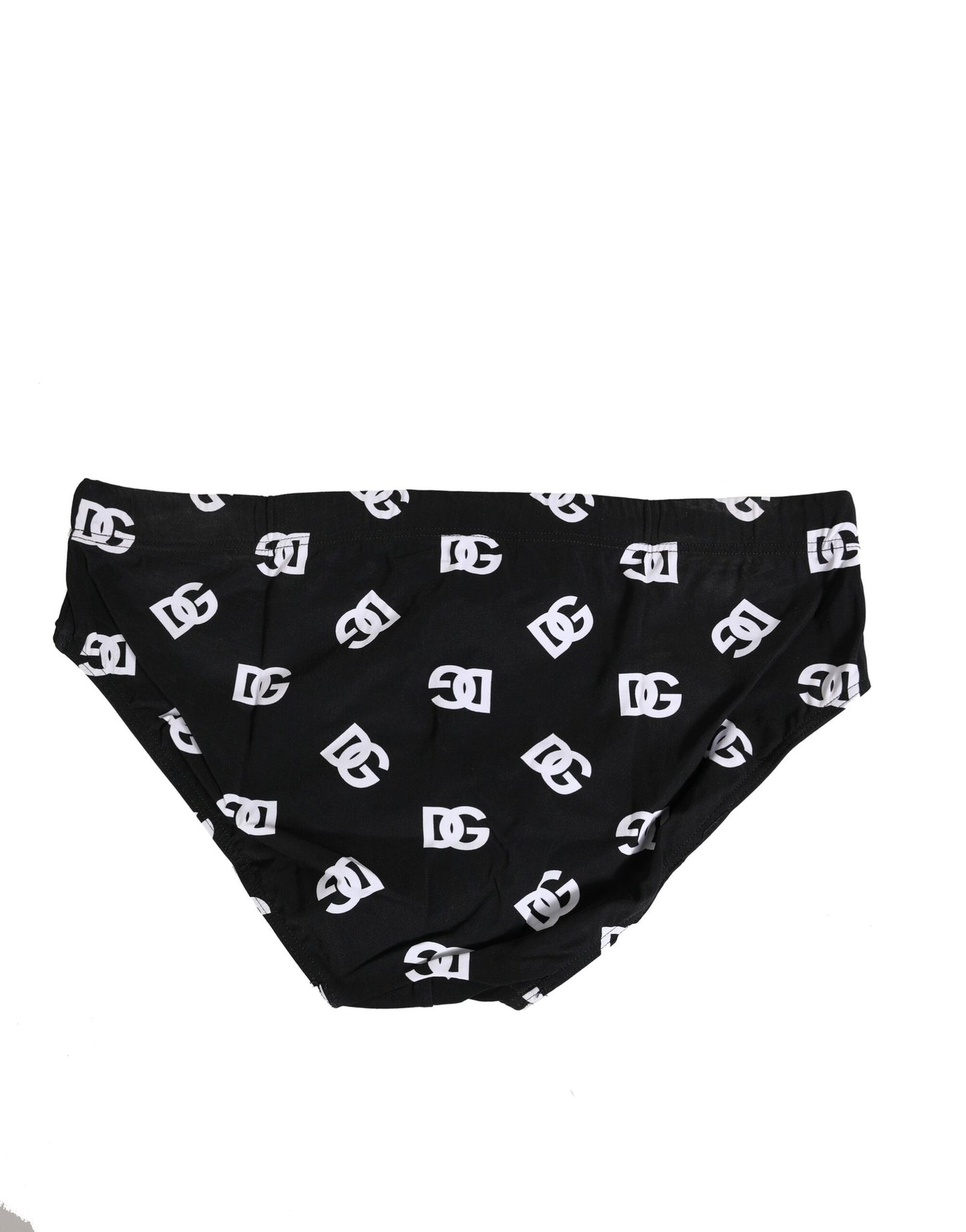 Dolce & Gabbana Schwarzes Nylon Logo Print Beachwear Brief Bademode