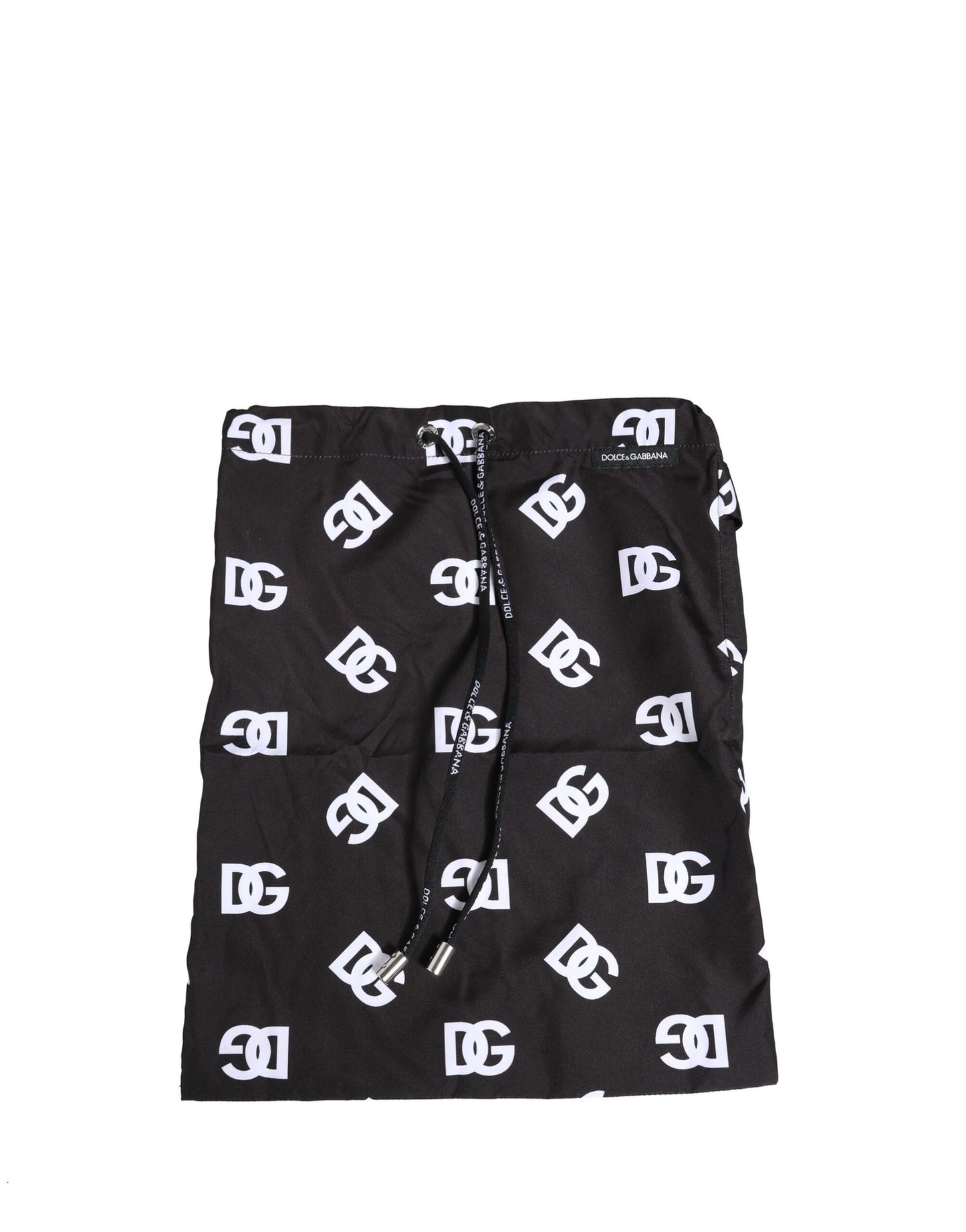 Dolce & Gabbana Schwarzes Nylon Logo Print Beachwear Brief Bademode