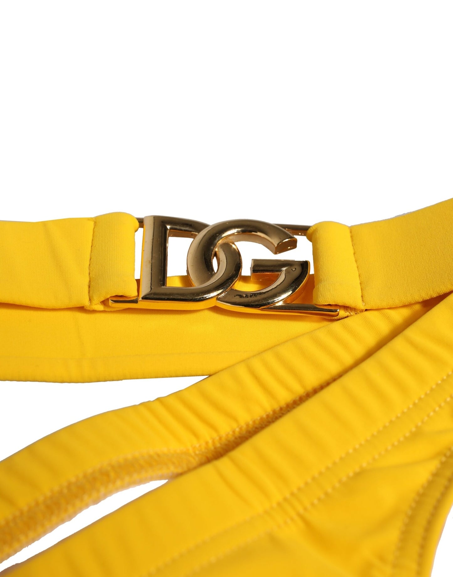 Dolce & Gabbana Gelbes Taillenband Logo Beachwear Brief Badebekleidung