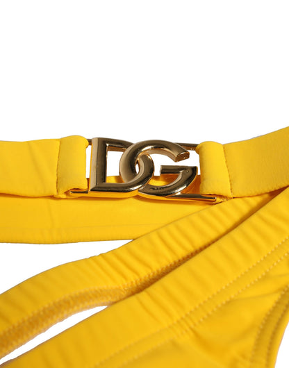Dolce & Gabbana Gelbes Taillenband Logo Beachwear Brief Badebekleidung