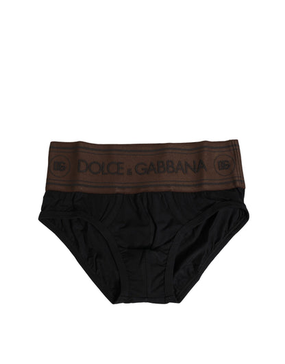 Dolce & Gabbana Schwarzer Cotton Stretch Regular Slip Unterwäsche