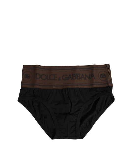 Dolce & Gabbana Schwarzer Cotton Stretch Regular Slip Unterwäsche