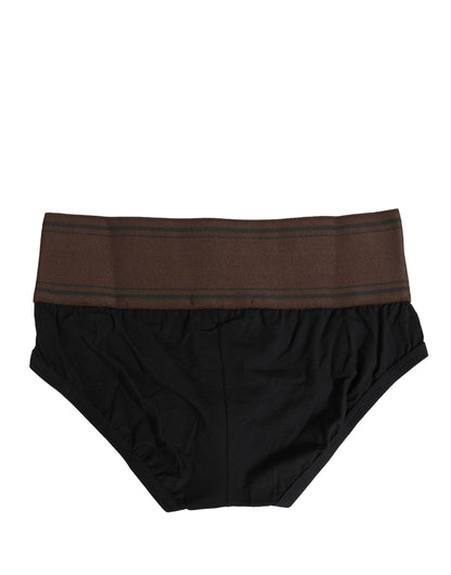 Dolce & Gabbana Schwarzer Cotton Stretch Regular Slip Unterwäsche