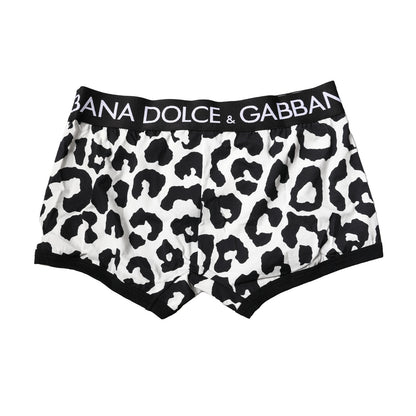 Dolce & Gabbana Schwarz Weiß Leopard Print Logo Boxer Unterwäsche