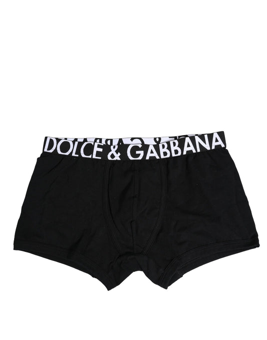 Dolce & Gabbana Schwarze Cotton Stretch Regular Boxer Unterwäsche