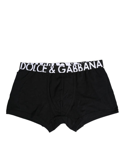 Dolce & Gabbana Schwarze Cotton Stretch Regular Boxer Unterwäsche