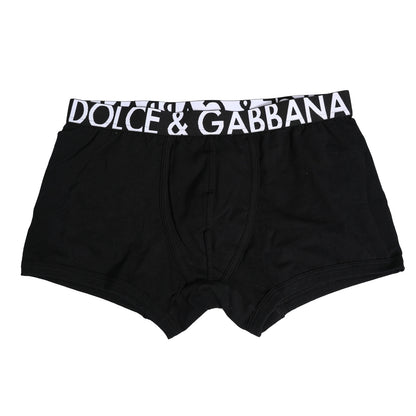 Dolce & Gabbana Schwarze Cotton Stretch Regular Boxer Unterwäsche