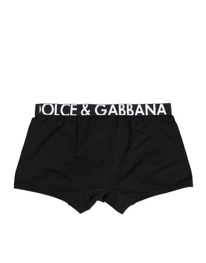 Dolce & Gabbana Schwarze Cotton Stretch Regular Boxer Unterwäsche