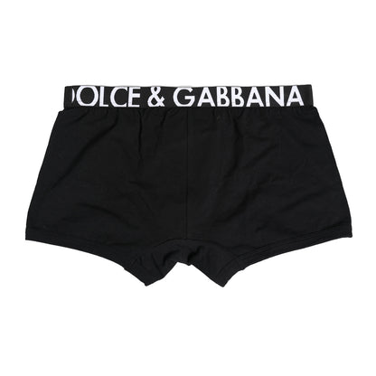 Dolce & Gabbana Schwarze Cotton Stretch Regular Boxer Unterwäsche