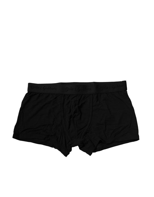 Dolce & Gabbana Schwarze Logo-Bund Stretch Boxer-Unterwäsche