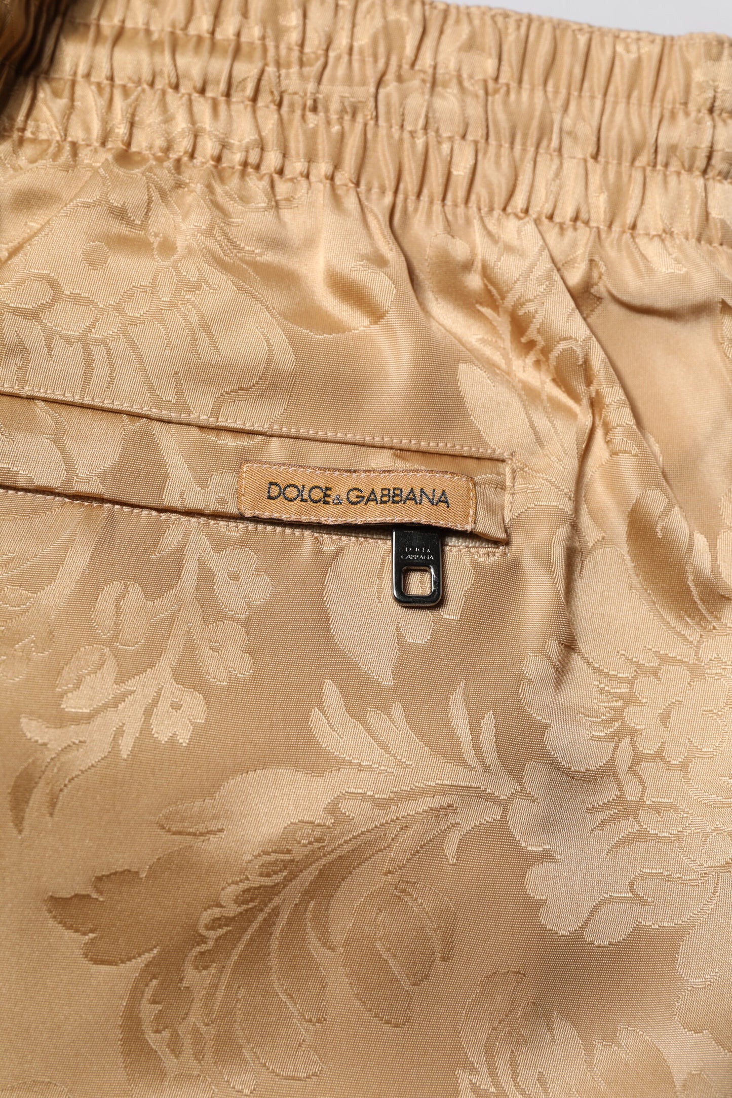 Dolce & Gabbana Brown Floral Jacquard Beachwear Shorts Bademode