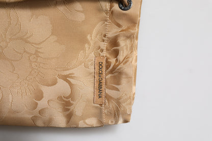 Dolce & Gabbana Brown Floral Jacquard Beachwear Shorts Bademode
