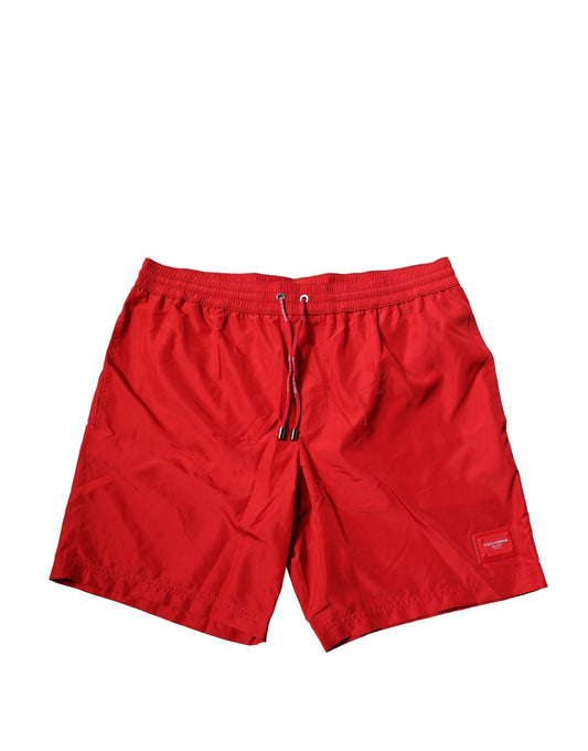 Dolce & Gabbana Rote DG-Logo-Plakette Beachwear Shorts Bademode
