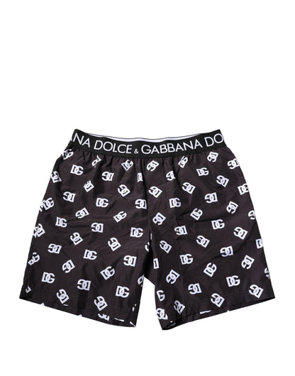 Dolce & Gabbana Schwarz DG Logo Print Beachwear Shorts Bademode