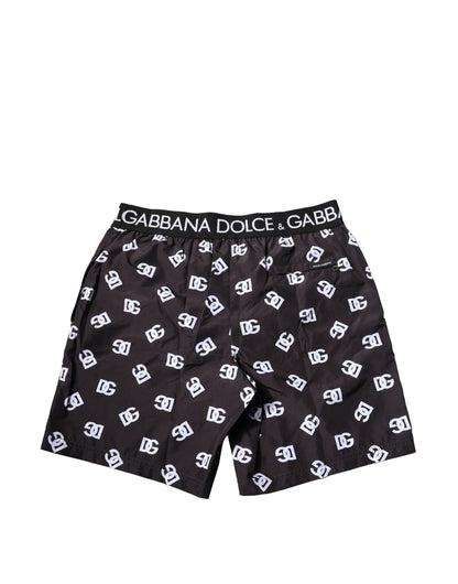 Dolce & Gabbana Schwarz DG Logo Print Beachwear Shorts Bademode