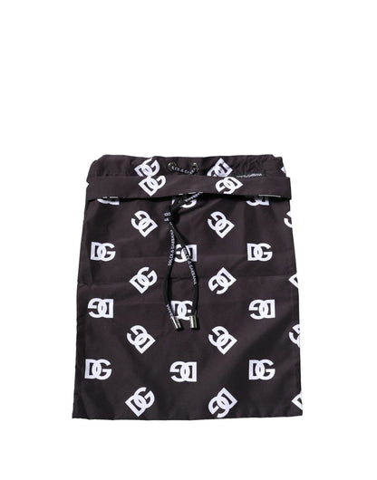 Dolce & Gabbana Schwarz DG Logo Print Beachwear Shorts Bademode