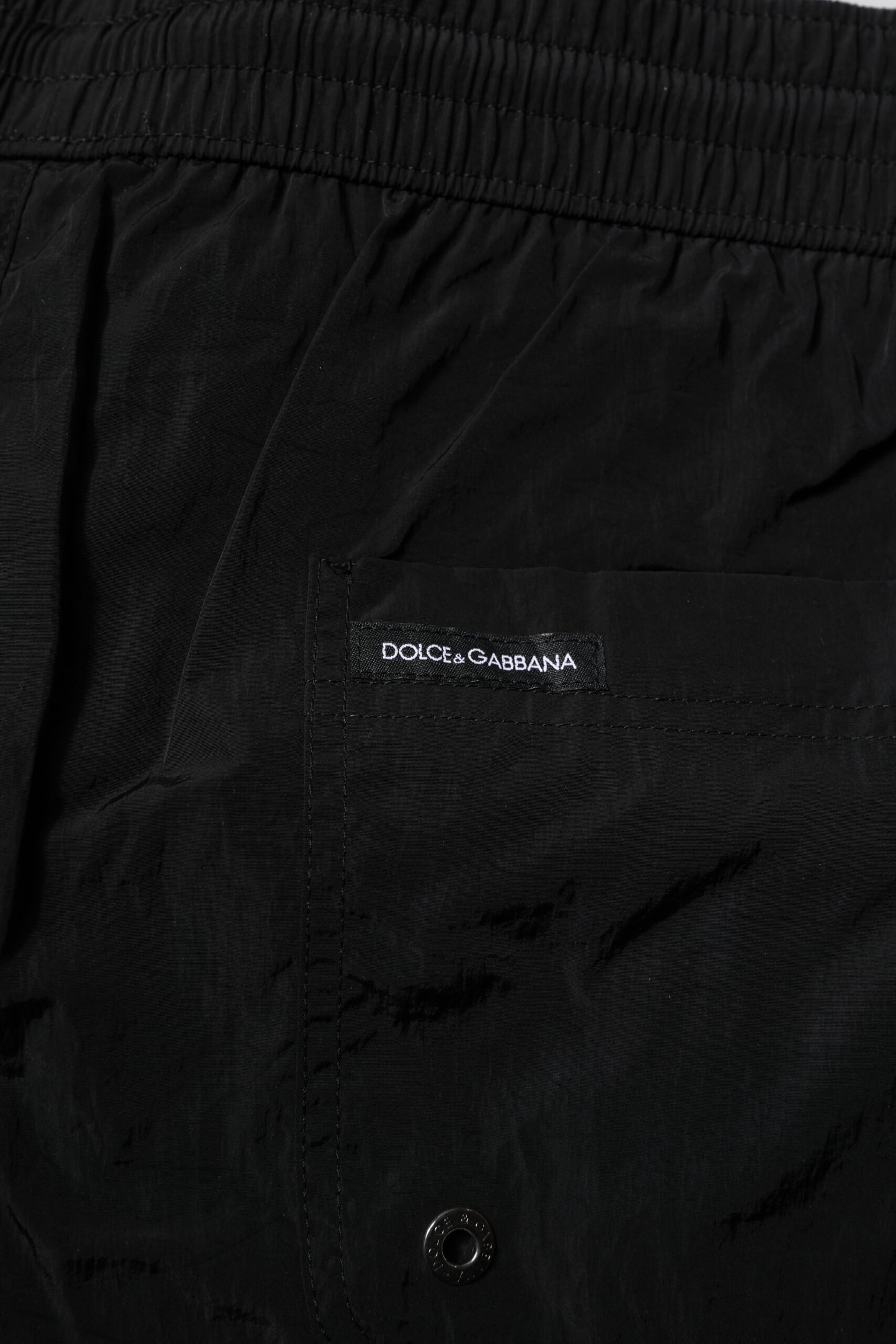 Dolce & Gabbana Schwarze Polyester Strandbekleidung Herren Shorts Bademode