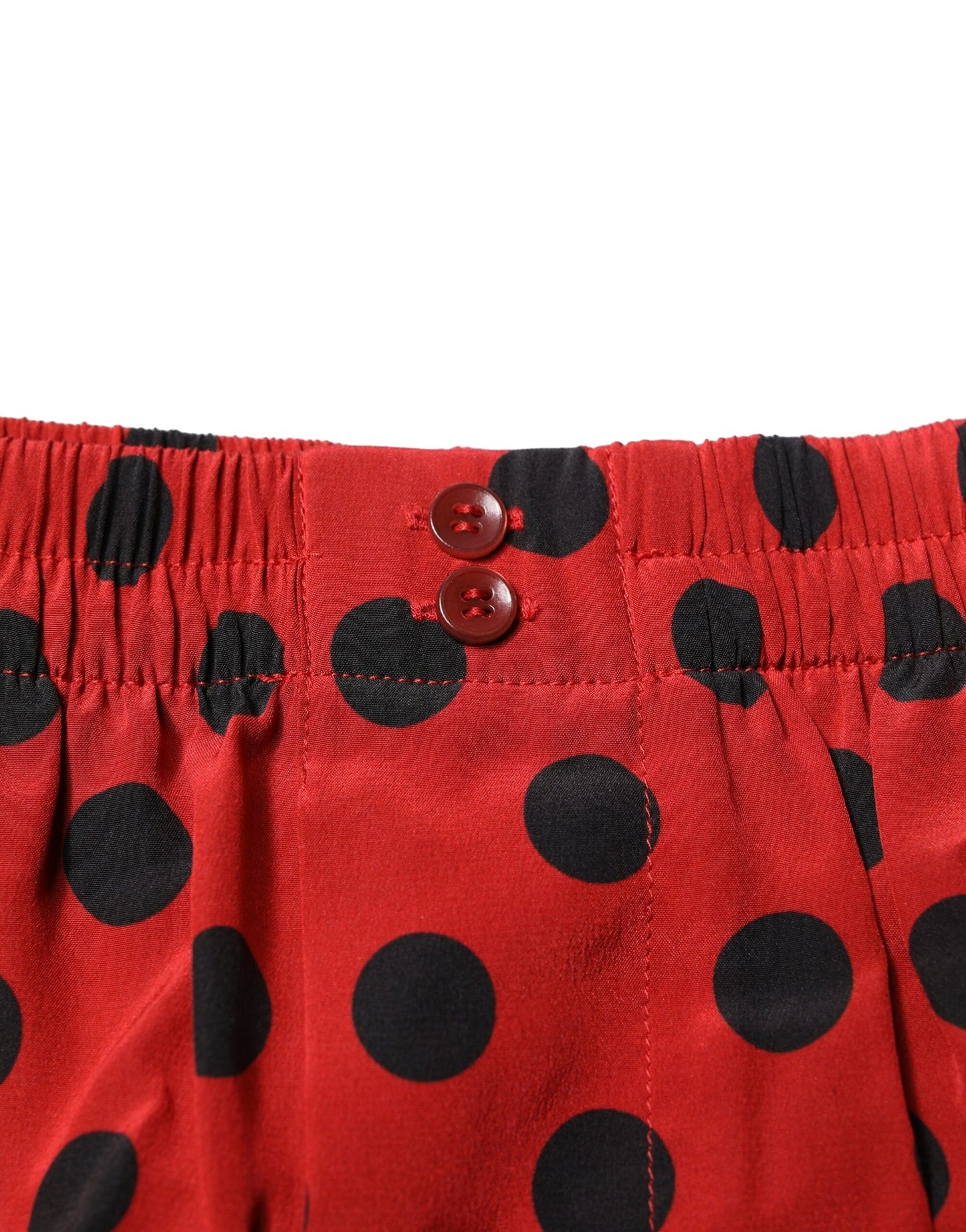 Dolce & Gabbana Rote Seide Polka Dot Beachwear Shorts Bademode
