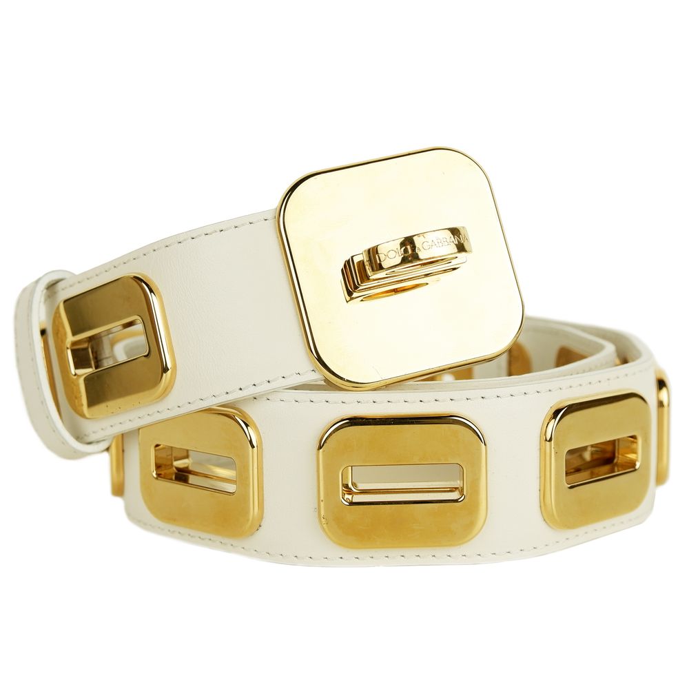 Dolce & Gabbana Weißer Kalbsledergürtel für Frauen