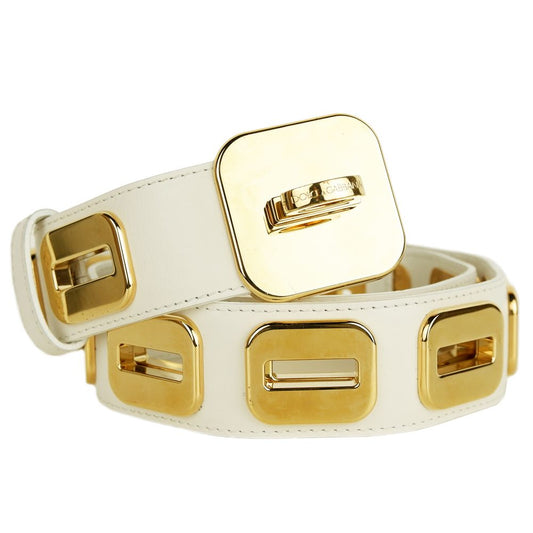 Dolce & Gabbana Weißer Kalbsledergürtel für Frauen
