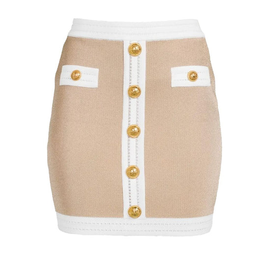 Balmain Beigefarbener Viskose-Rock