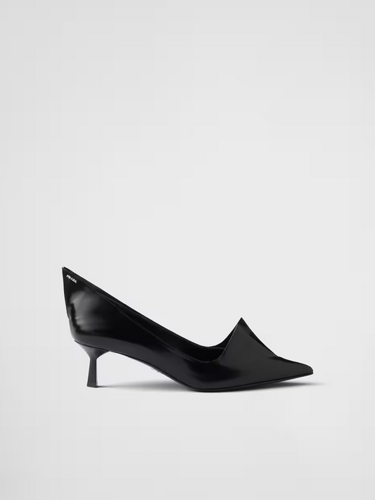 Prada Schwarze Pumps aus gebürstetem Leder