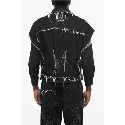 Airei Kurzärmelige Denimjacke mit ausgefransten Details