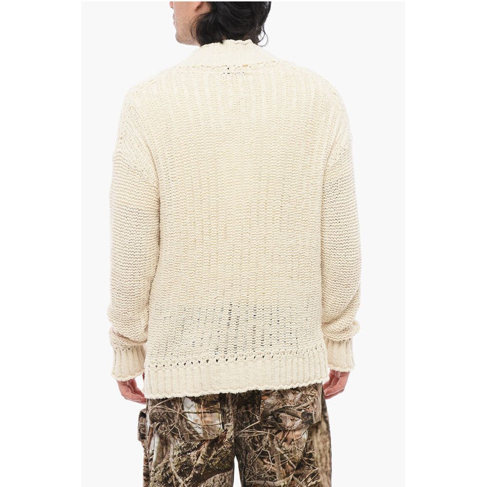 Roberto Collina Perforierte Baumwoll-Strickjacke mit V-Ausschnitt