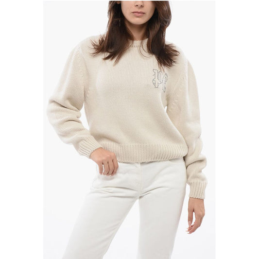 Palm Angels Pullover aus Wollmischung mit Rundhalsausschnitt und Nietenlogo