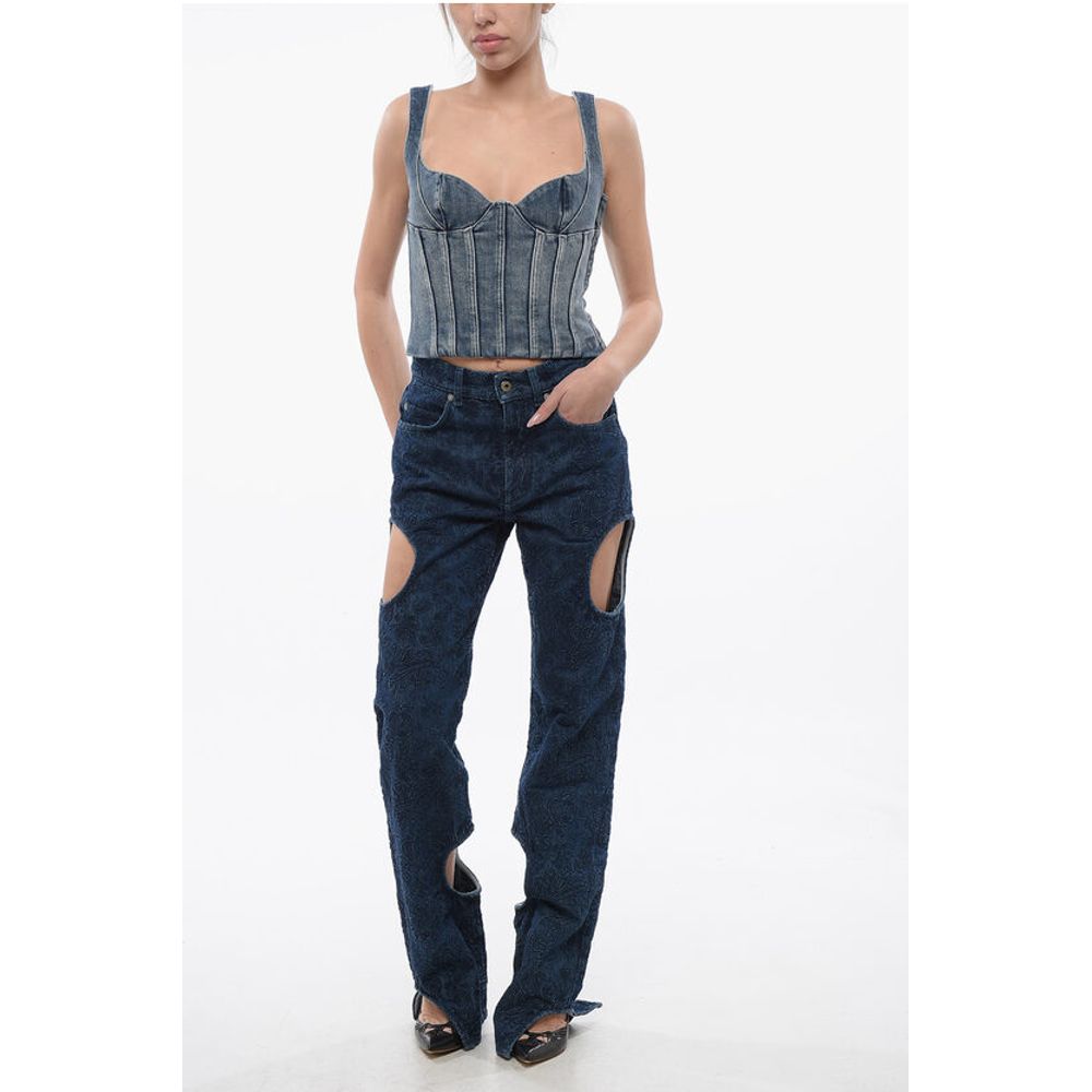 Off-White All-Over bestickte METEOR Dark Washed Denims 22cm