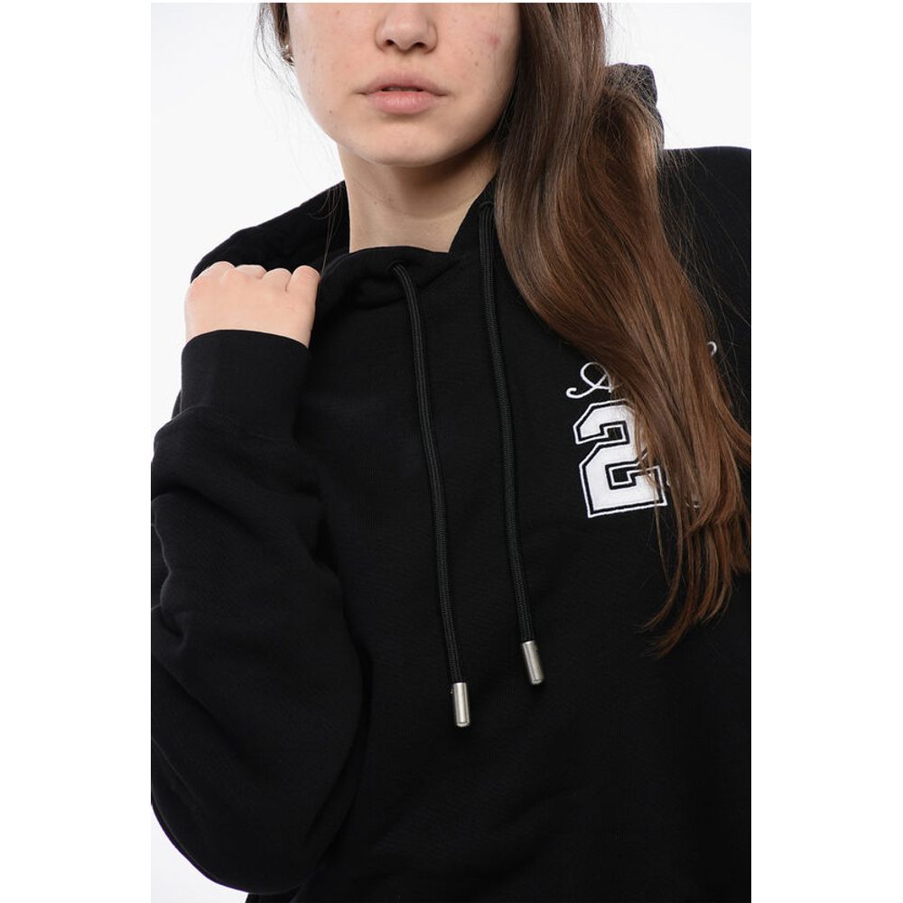 Off-White Baumwoll-Kapuzenpulli mit Kontrast-Stickerei