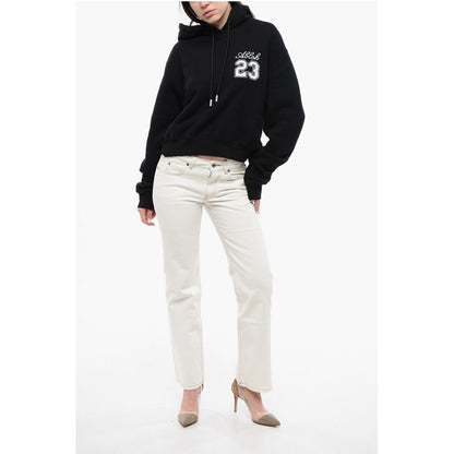 Off-White Baumwoll-Kapuzenpulli mit Kontrast-Stickerei
