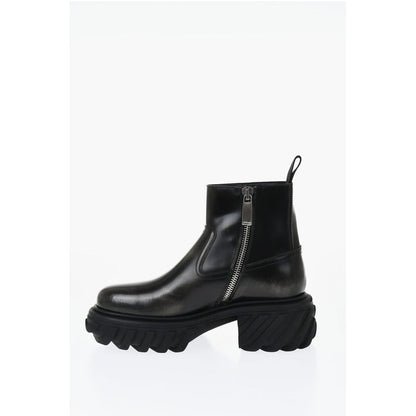 Off-White Lederstiefel MOTOR mit geprägter, klobiger Sohle