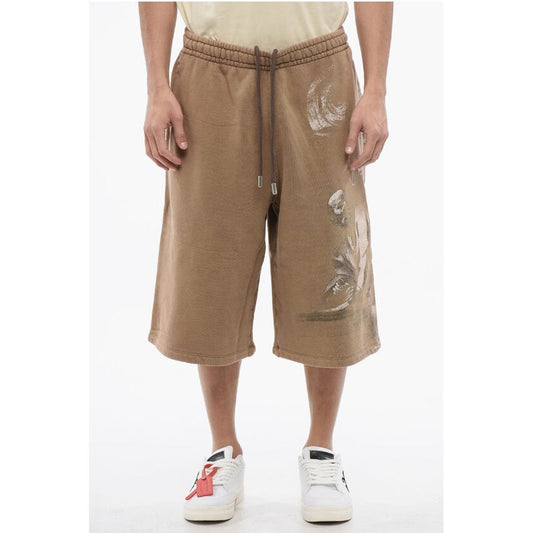 Off-White Bedruckte Jogger-Shorts aus gebürsteter Baumwolle von S.MATHHERW