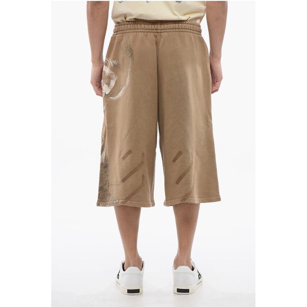 Off-White Bedruckte Jogger-Shorts aus gebürsteter Baumwolle von S.MATHHERW
