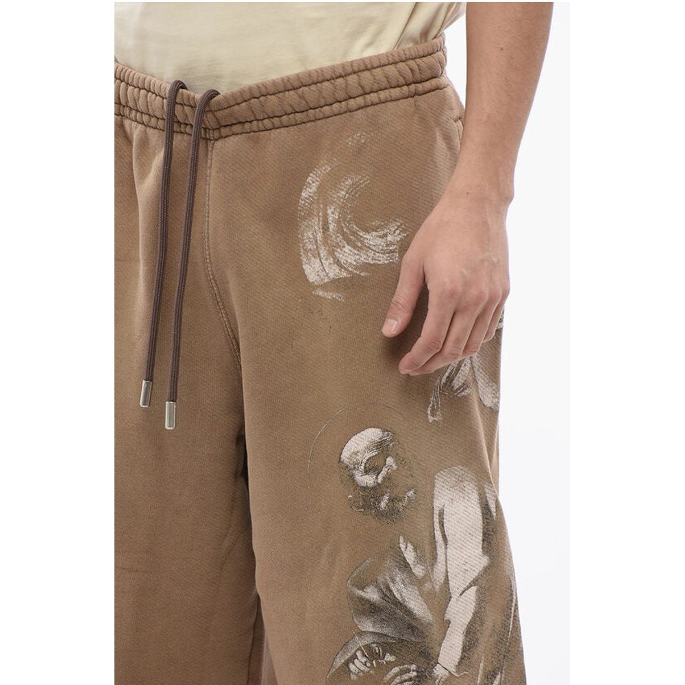 Off-White Bedruckte Jogger-Shorts aus gebürsteter Baumwolle von S.MATHHERW