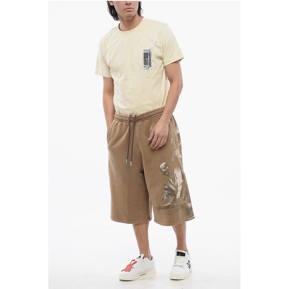 Off-White Bedruckte Jogger-Shorts aus gebürsteter Baumwolle von S.MATHHERW