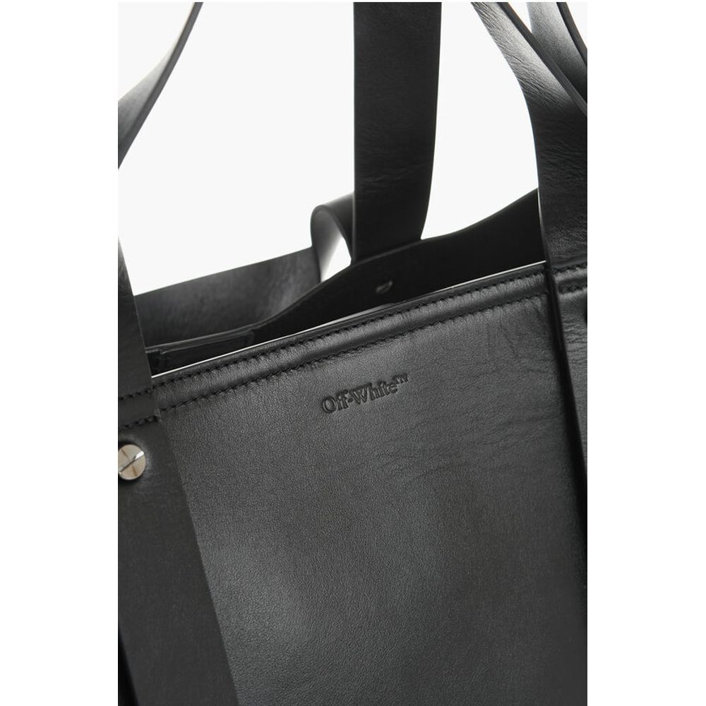 Off-White Einfarbige Leder-Wochenendtasche