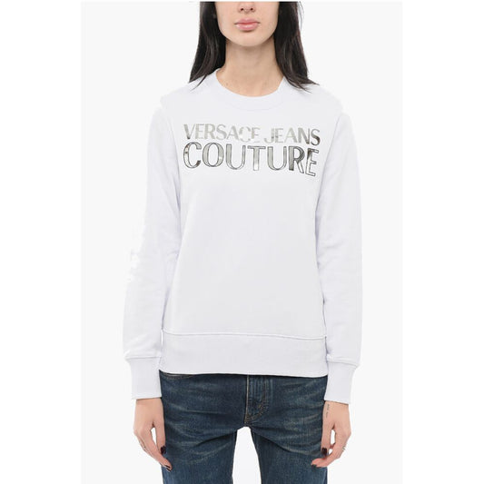 Versace JEANS COUTURE Sweatshirt mit Rundhalsausschnitt MIRROR und Lamè-Logo