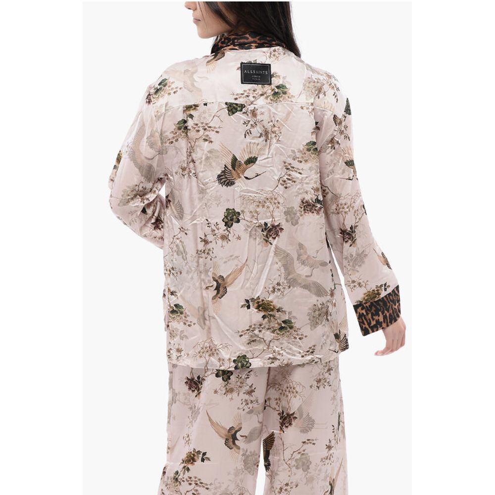 AllSaints Bedruckte Satin SOFI Bluse mit verstecktem Verschluss